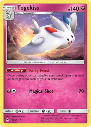 Togekiss 138 - Reverse Holofoil SM Unbroken Bonds - Holo Rare