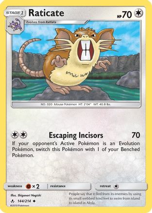Raticate 144 - Reverse Holofoil SM Unbroken Bonds - Uncommon