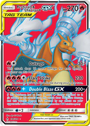 Reshiram & Charizard GX (Full Art) 194 - Holofoil SM Unbroken Bonds - Ultra Rare