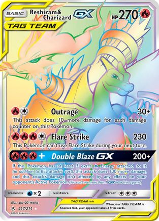Reshiram & Charizard GX (Secret) - Holofoil SM Unbroken Bonds - Secret Rare