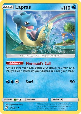 Lapras 036 - Reverse Holofoil SM Unified Minds - Uncommon