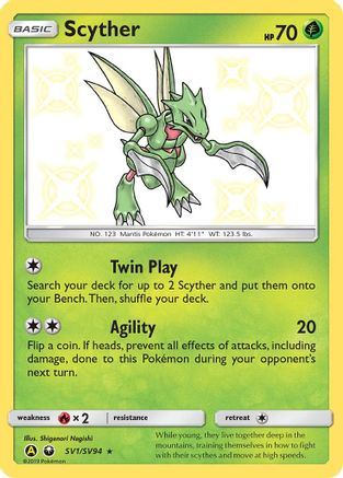 Scyther SV1 - Holofoil Hidden Fates Shiny Vault - Shiny Holo Rare