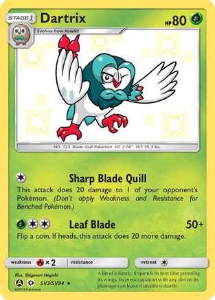 Dartrix SV3 - Holofoil Hidden Fates Shiny Vault - Shiny Holo Rare