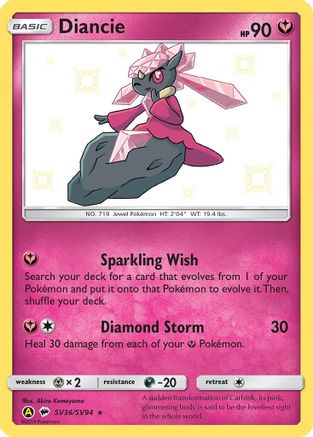 Diancie SV36 - Holofoil Hidden Fates Shiny Vault - Shiny Holo Rare