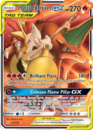 Charizard & Braixen GX 022 - Holofoil SM Cosmic Eclipse - Ultra Rare