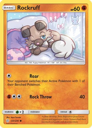 Rockruff 123 - Reverse Holofoil SM Cosmic Eclipse - Common