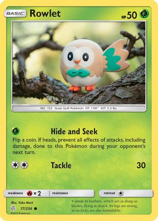 Rowlet 017/236 - Reverse Holofoil SM Cosmic Eclipse - Common