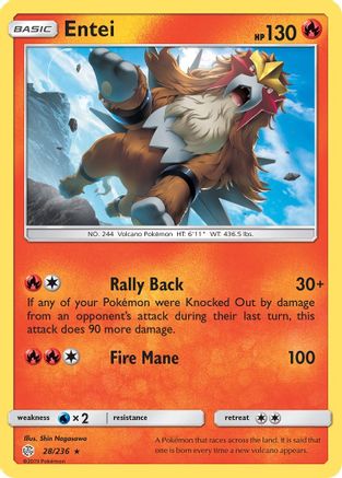 Entei 028 - Reverse Holofoil SM Cosmic Eclipse - Rare