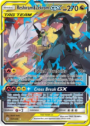 Reshiram & Zekrom GX 157 - Holofoil SM Cosmic Eclipse - Ultra Rare