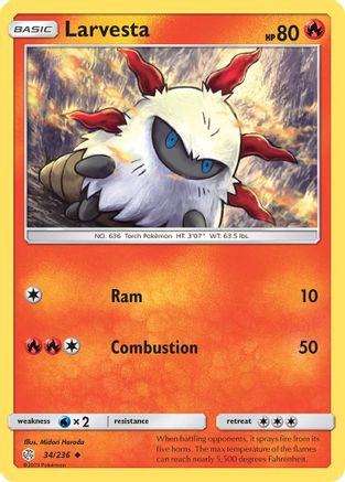 Larvesta 034/236 - Reverse Holofoil SM Cosmic Eclipse - Uncommon
