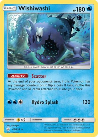 Wishiwashi 062 - Reverse Holofoil SM Cosmic Eclipse - Holo Rare