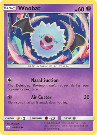 Woobat 087 - Reverse Holofoil SM Cosmic Eclipse - Common