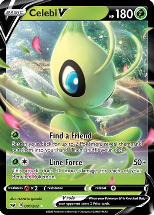 Celebi V 001 - Holofoil SWSH01 Sword & Shield Base Set - Ultra Rare