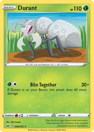 Durant 008 - Reverse Holofoil SWSH01 Sword & Shield Base Set - Rare