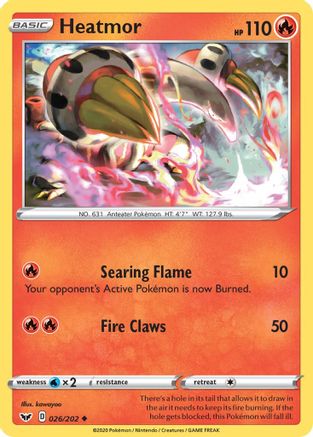 Heatmor 026 - Reverse Holofoil SWSH01 Sword & Shield Base Set - Uncommon