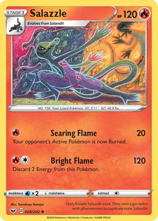 Salazzle 028 - Reverse Holofoil SWSH01 Sword & Shield Base Set - Uncommon