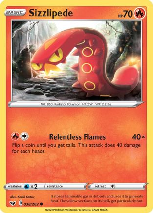Sizzlipede (038) (038) 038 - Reverse Holofoil SWSH01 Sword & Shield Base Set - Common