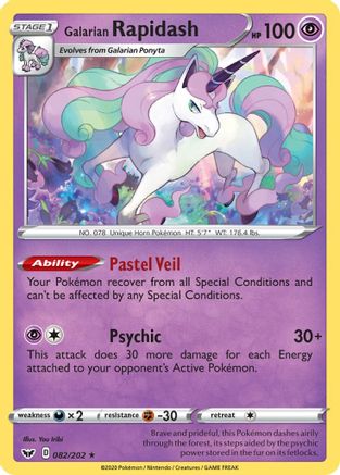 Galarian Rapidash 082 SWSH01 Sword & Shield Base Set - Rare