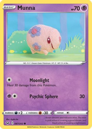 Munna 087 - Reverse Holofoil SWSH01 Sword & Shield Base Set - Common