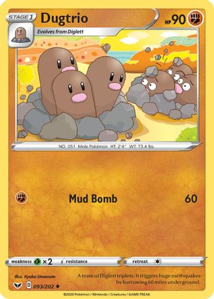 Dugtrio 093 SWSH01 Sword & Shield Base Set - Uncommon
