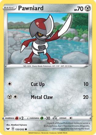 Pawniard 133 - Reverse Holofoil SWSH01 Sword & Shield Base Set - Common