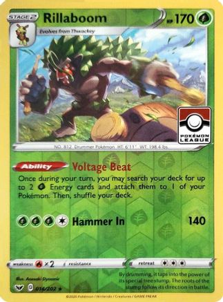 Rillaboom (Pokemon League) 014/202 - Reverse Holofoil League & Championship Cards - Promo