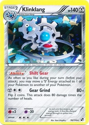 Klinklang - 76/114 (Cracked Ice Holo)/114 - Reverse Holofoil Blister Exclusives - Promo