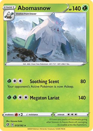Abomasnow 013/192 - Reverse Holofoil SWSH02 Rebel Clash - Rare
