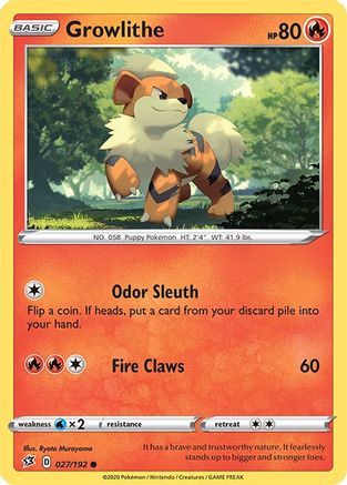 Growlithe 027 - Reverse Holofoil SWSH02 Rebel Clash - Common