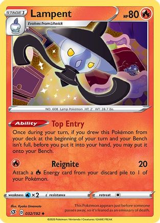 Lampent 032 - Reverse Holofoil SWSH02 Rebel Clash - Uncommon