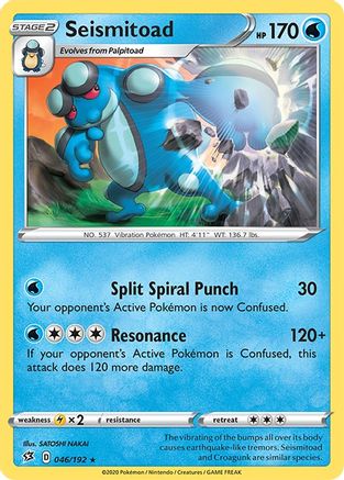 Seismitoad 046 - Reverse Holofoil SWSH02 Rebel Clash - Rare