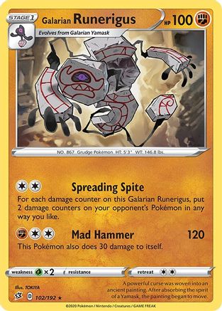 Galarian Runerigus 102 SWSH02 Rebel Clash - Rare