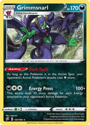 Grimmsnarl 125 - Reverse Holofoil SWSH02 Rebel Clash - Holo Rare