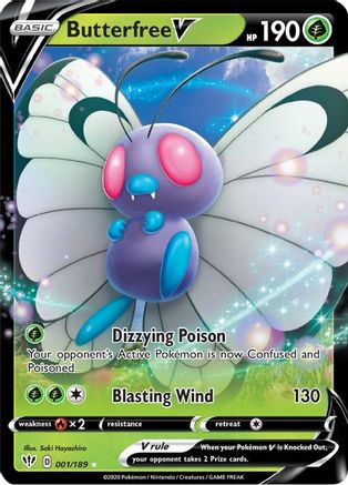 Butterfree V 001 - Holofoil SWSH03 Darkness Ablaze - Ultra Rare