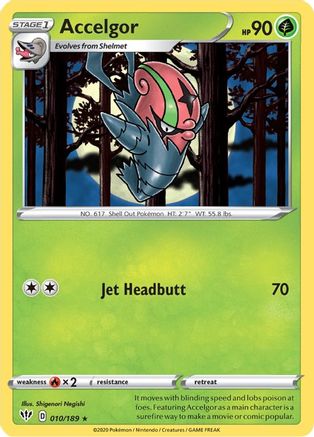 Accelgor 010 - Reverse Holofoil SWSH03 Darkness Ablaze - Rare