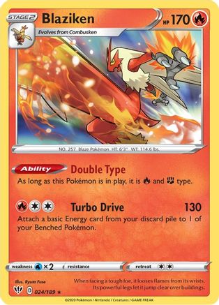 Blaziken 024 - Holofoil SWSH03 Darkness Ablaze - Holo Rare