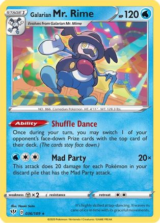 Galarian Mr. Rime 036 SWSH03 Darkness Ablaze - Rare