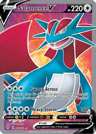 Salamence V (Full Art) 185 - Holofoil SWSH03 Darkness Ablaze - Ultra Rare