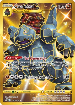 Coalossal (Secret) 198 - Holofoil SWSH03 Darkness Ablaze - Secret Rare