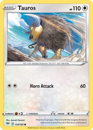 Tauros 134 SWSH03 Darkness Ablaze - Common
