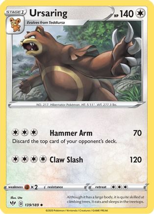 Ursaring 139 - Reverse Holofoil SWSH03 Darkness Ablaze - Uncommon