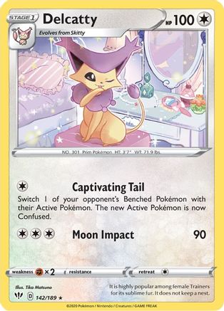 Delcatty 142 - Reverse Holofoil SWSH03 Darkness Ablaze - Rare