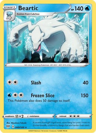 Beartic 049 - Reverse Holofoil SWSH03 Darkness Ablaze - Rare