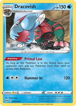 Dracovish 053 - Holofoil SWSH03 Darkness Ablaze - Holo Rare