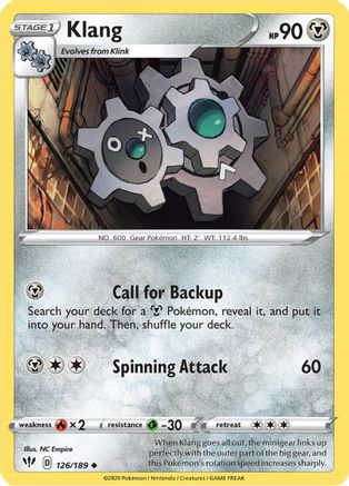 Klang 126 - Reverse Holofoil SWSH03 Darkness Ablaze - Uncommon