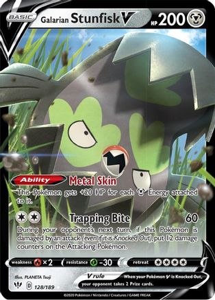 Galarian Stunfisk V 128 - Holofoil SWSH03 Darkness Ablaze - Ultra Rare