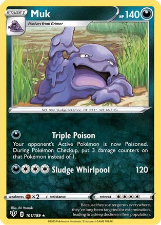 Muk 101 - Reverse Holofoil SWSH03 Darkness Ablaze - Rare