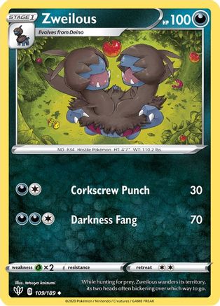 Zweilous 109 SWSH03 Darkness Ablaze - Uncommon