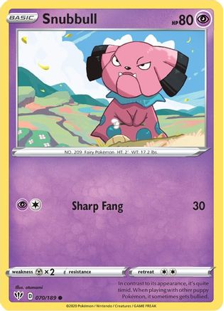 Snubbull 070 SWSH03 Darkness Ablaze - Common