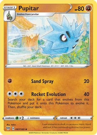 Pupitar 087 - Reverse Holofoil SWSH03 Darkness Ablaze - Uncommon